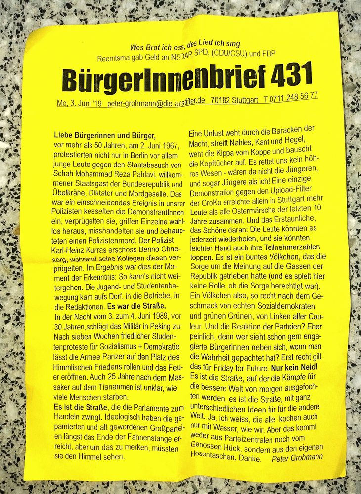 PG Rundbrief PG-19 Aktuell