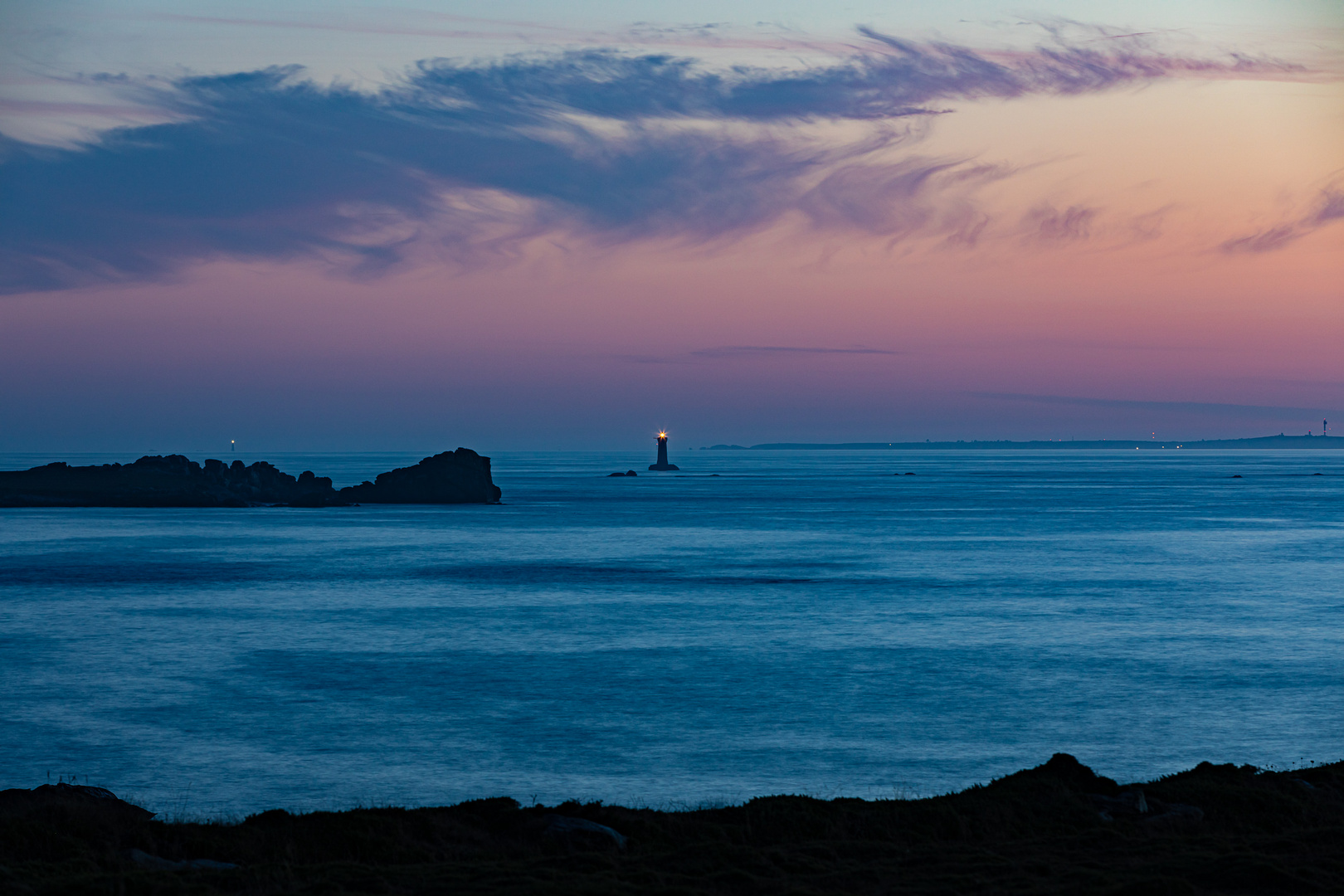 Phare du Four nach Sonnenuntergang