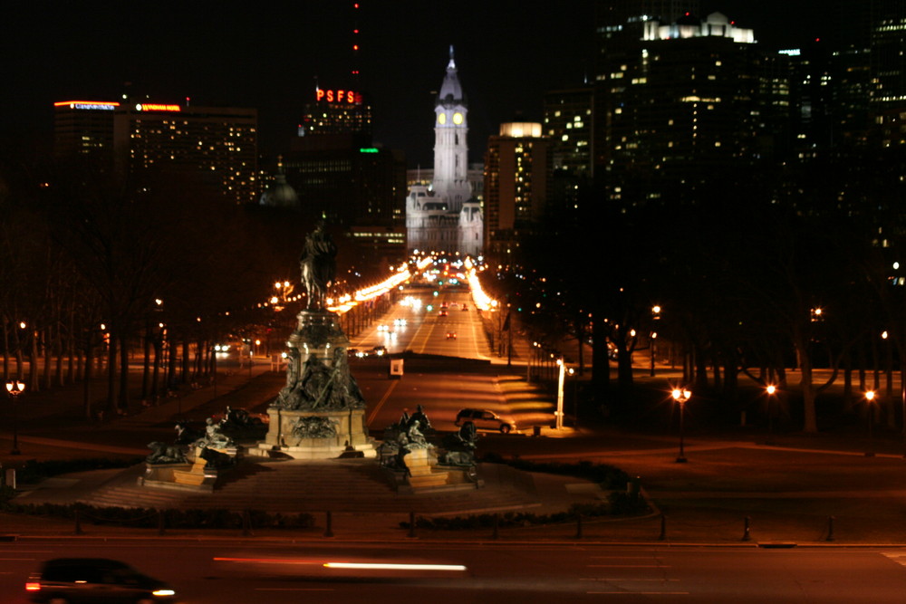 Philadelphia vom Museum of Art bei Nacht