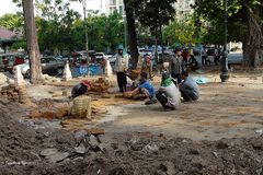 Phnom Penh - Straßenarbeiten