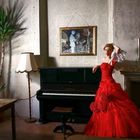 Piano Lady in Red
