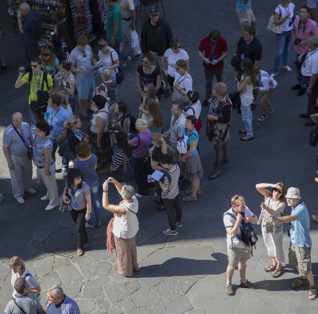 Piazza della Signoria a Firenze, turismo di massa il 24 settembre 2013 (particolare)