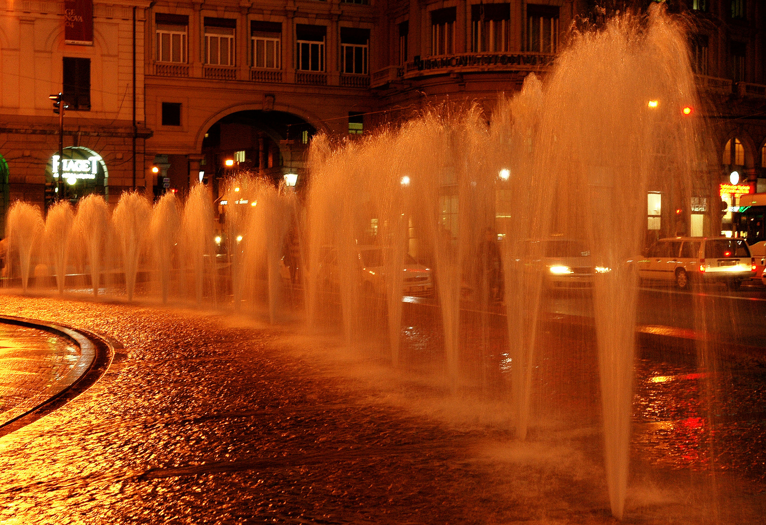 Piazza Ferrari Genova at night