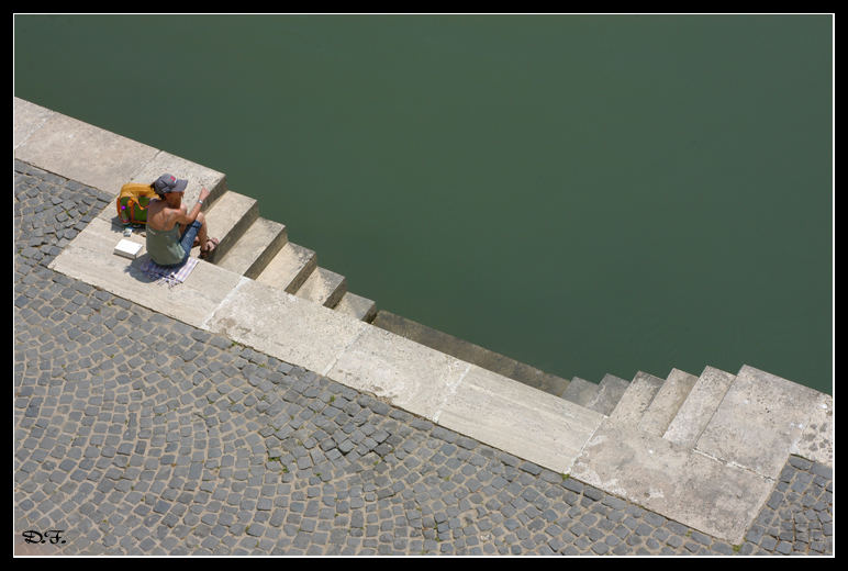 Picnic solitario sul lungo Tevere