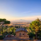 Pienza am Morgen - Blick auf den Monte Amiata