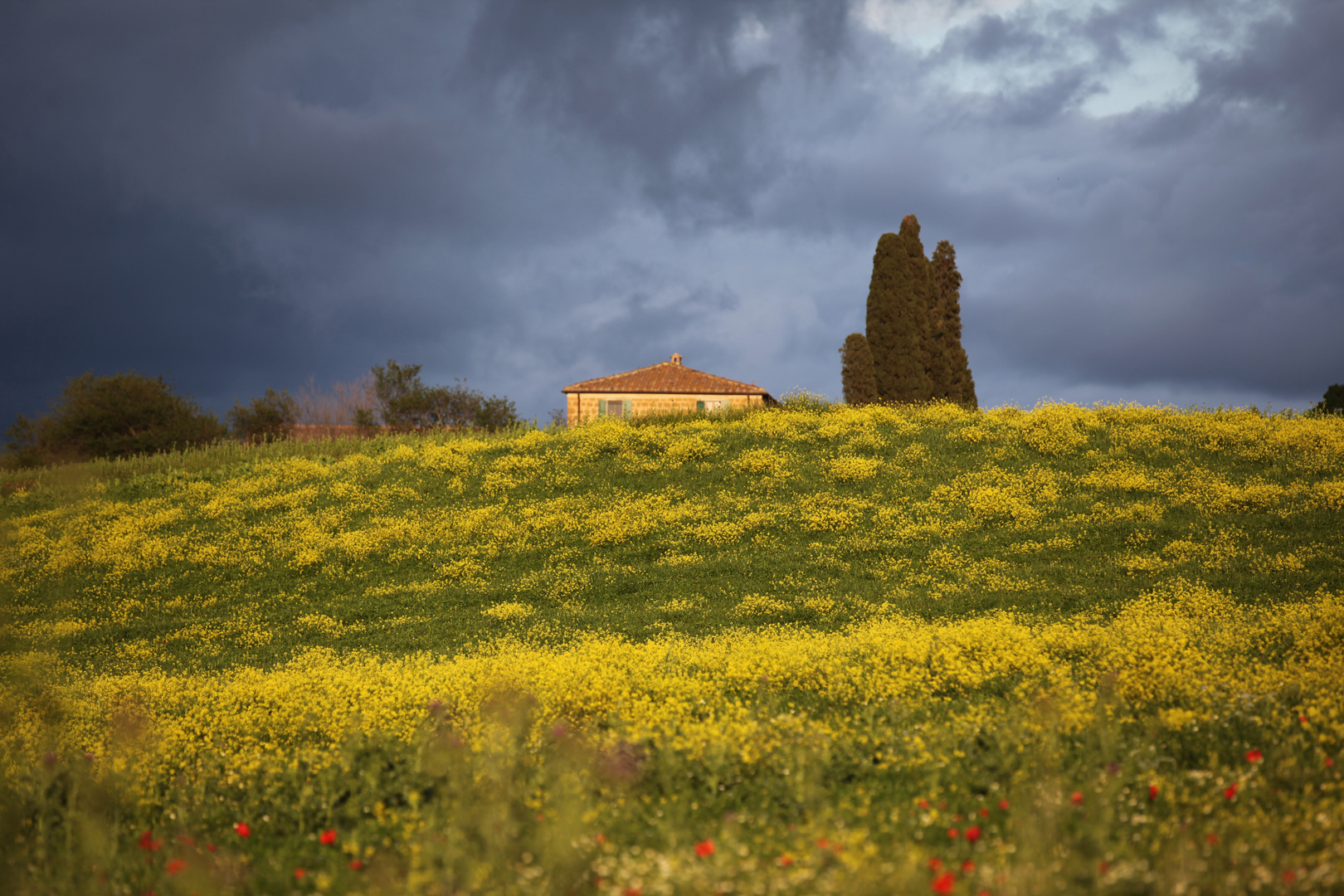 Pienza sotto la pioggia