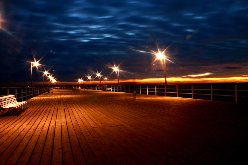 pier by night in "Jastarnia" city on "hel" peninsula