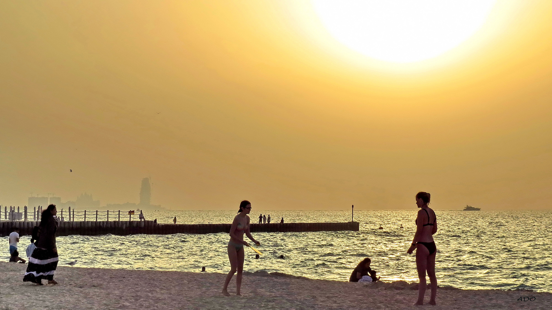 ping-pong au coucher du soleil