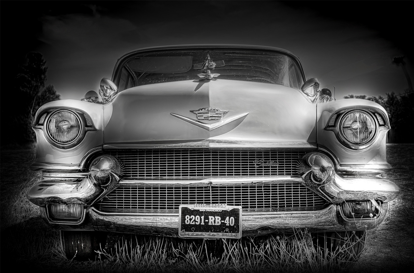 Pink Cadillac in b&w