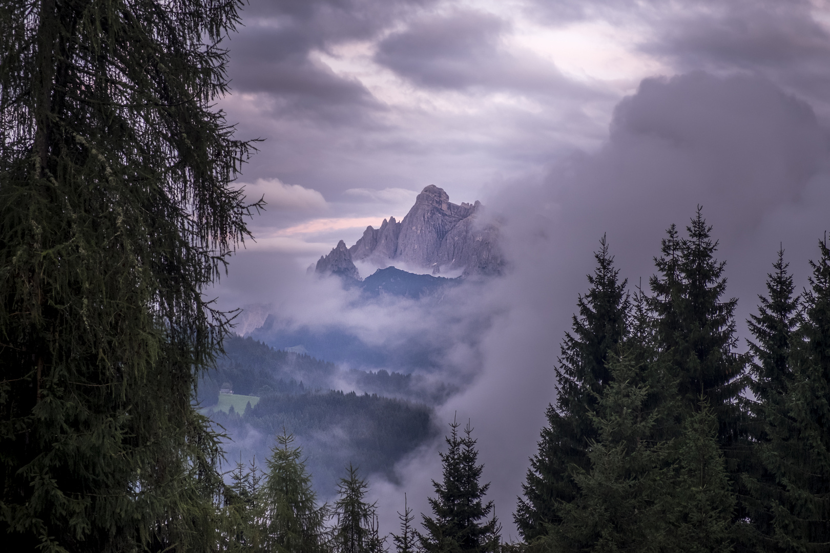 Pink Dolomites at autumn sunset