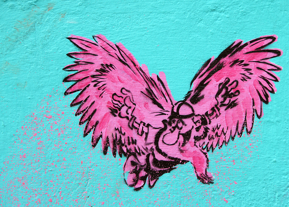 ..Pink Man mit Flügel..
