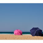 Pink und blau am Strand 