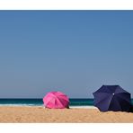 Pink und blau am Strand 