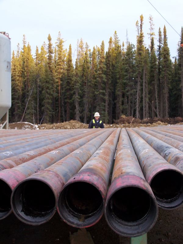 Pipe used on a drilling rig.