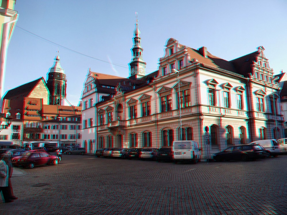 Pirna Rathaus Nord-West Ansicht mit Marienkirche 3D