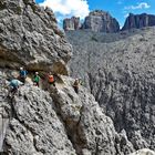 Pisciadù Klettersteig: der Ausstieg und die Hängebrücke