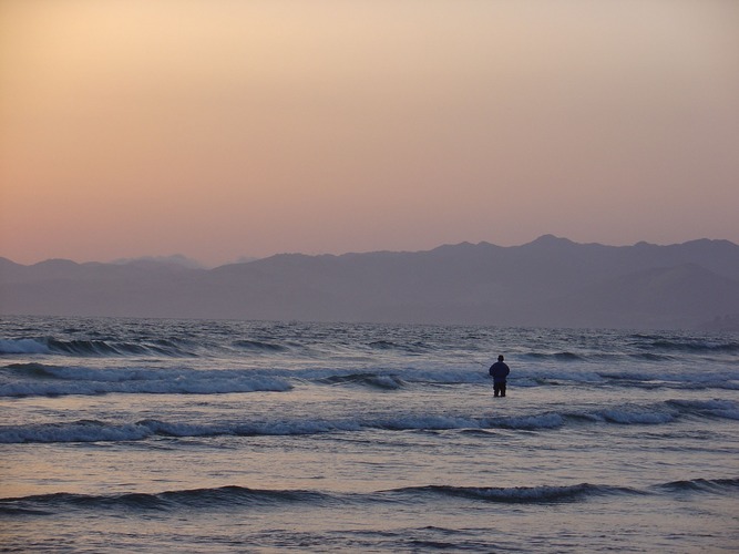 Pismo Beach - Angler im Meer