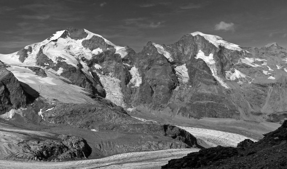 Piz Bernina, 4059 und Piz Morterasch, 3751 m