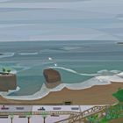 plage biarritz en low poly