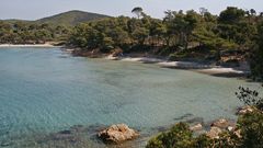 Plage de l'Estagnol - côté est; (France), Dep. Var, près de La Londe les Maures et Le Lavandou