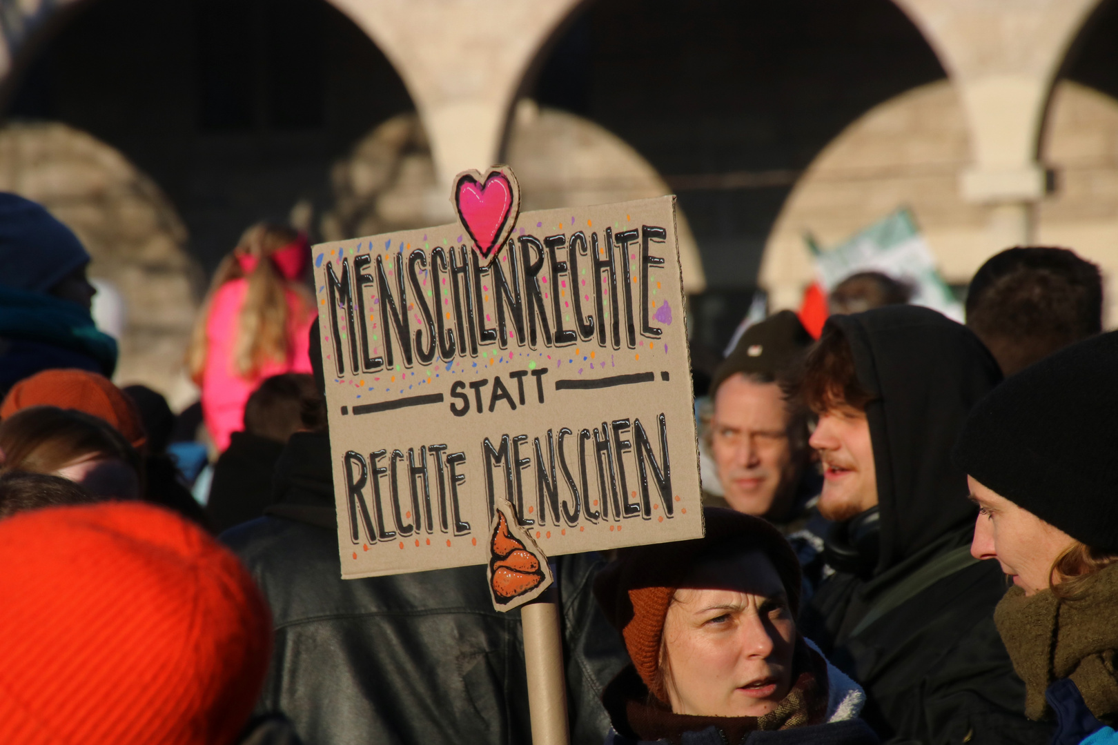 Plakat Menschen Rechte Demo Stgt c75d-2841-col +Text-Dummheit +9Fotos