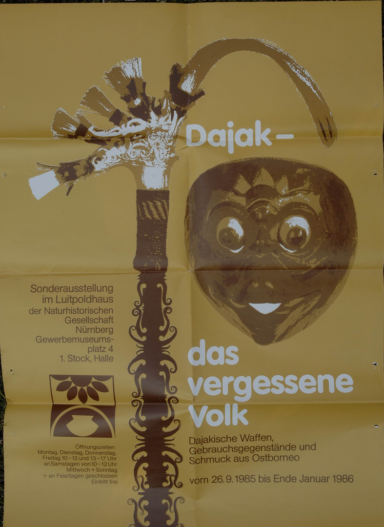 Plakat von 1985 zur Sonderausstellung "Dayak das vergessene Volk"