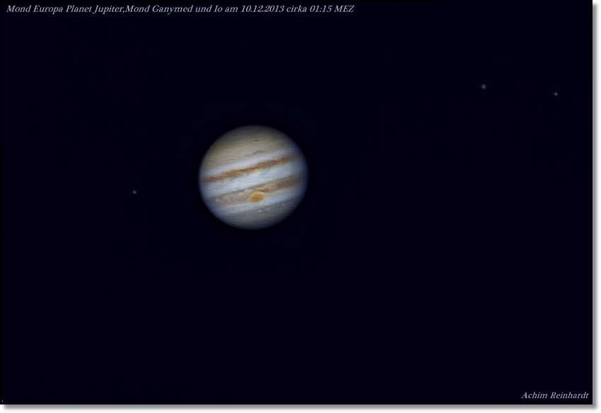 Planet Jupiter mit Monden am 10.12.2013 cirka 01:15 MEZ