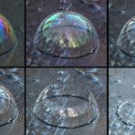 Platzende Seifenblase auf gefrorenem Teich - Collage