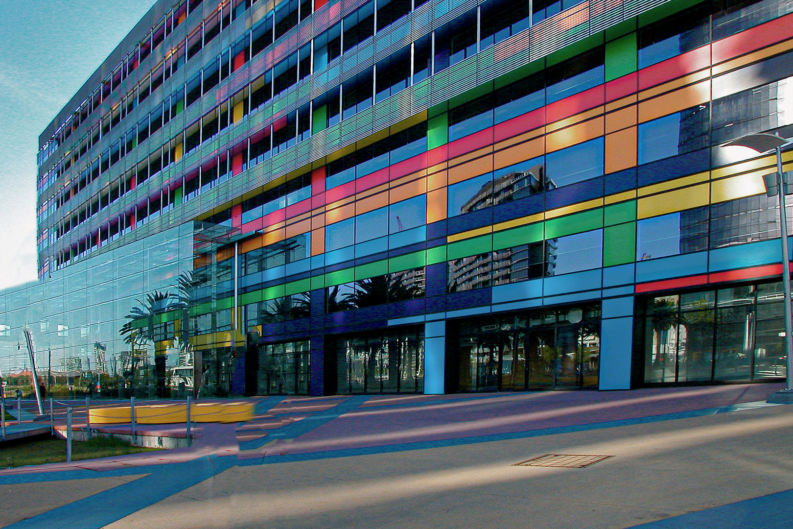 Play of colors on a house front