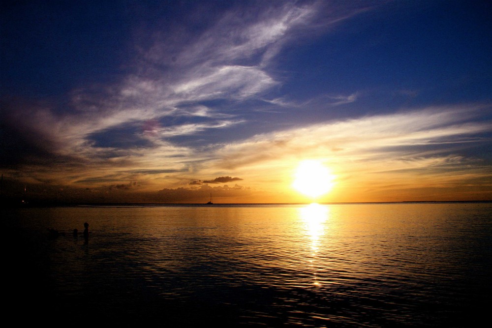 playa baño a la puesta