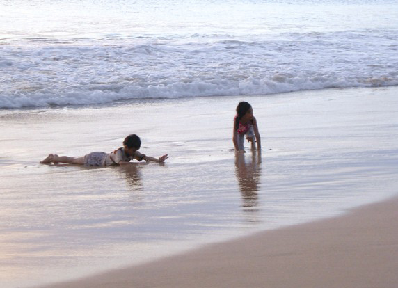 Playing at the beach