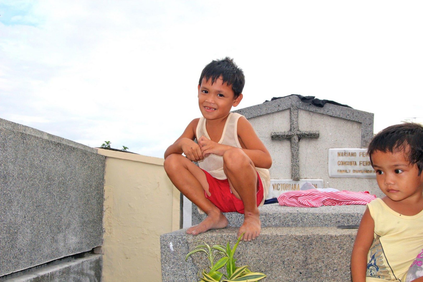 playing at the cementery