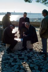 Playing cards in Castelo de Sao Jorge