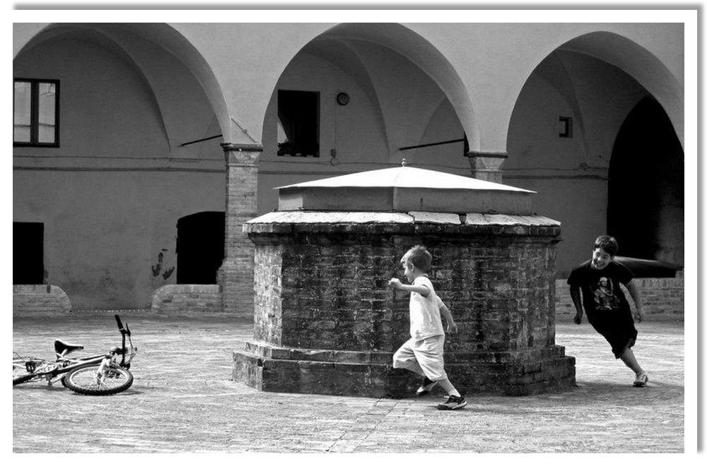 Playing in the cloister