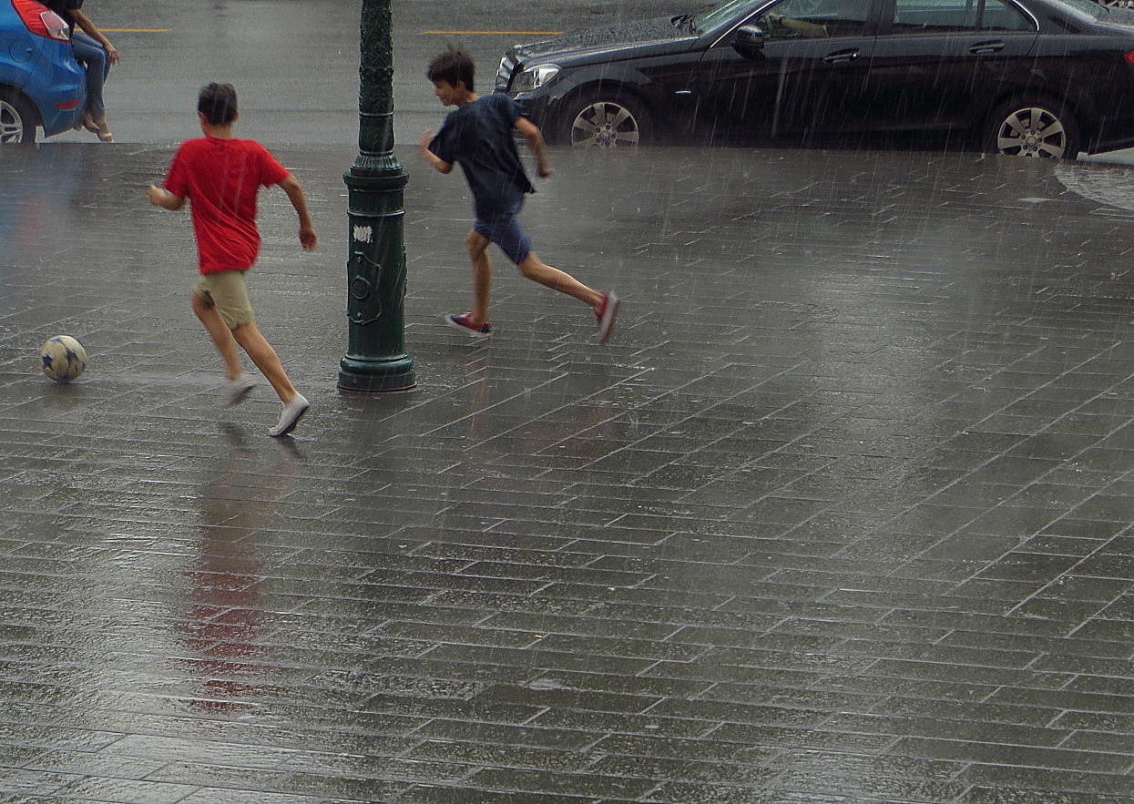 Playing in the rain