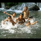 playing in the river