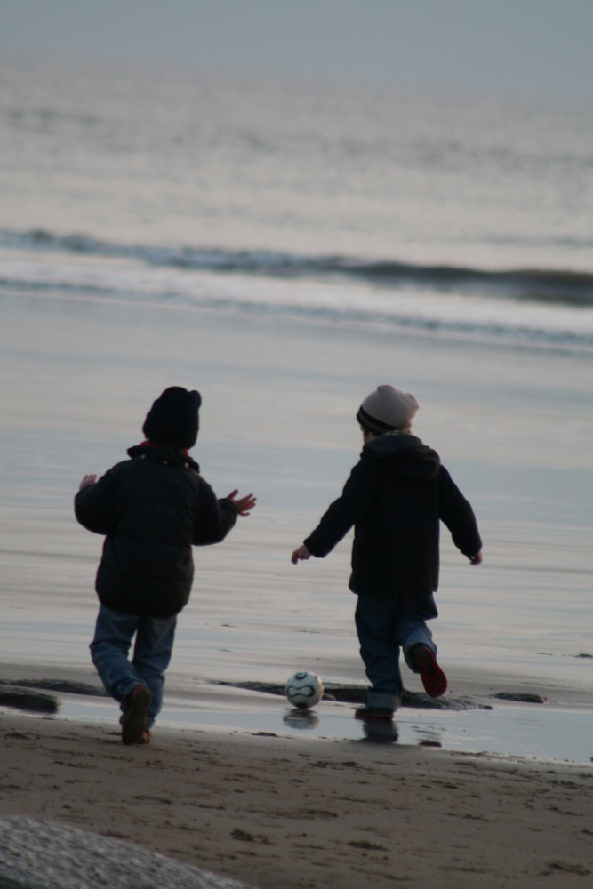 playing on the beach