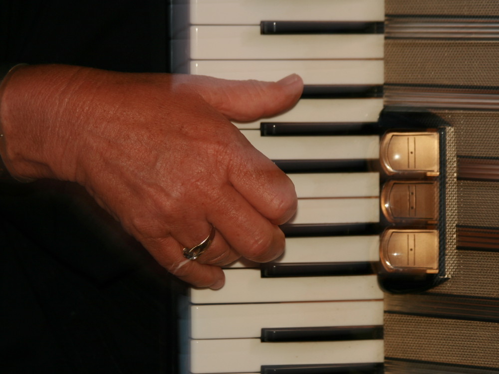 playing the accordion.