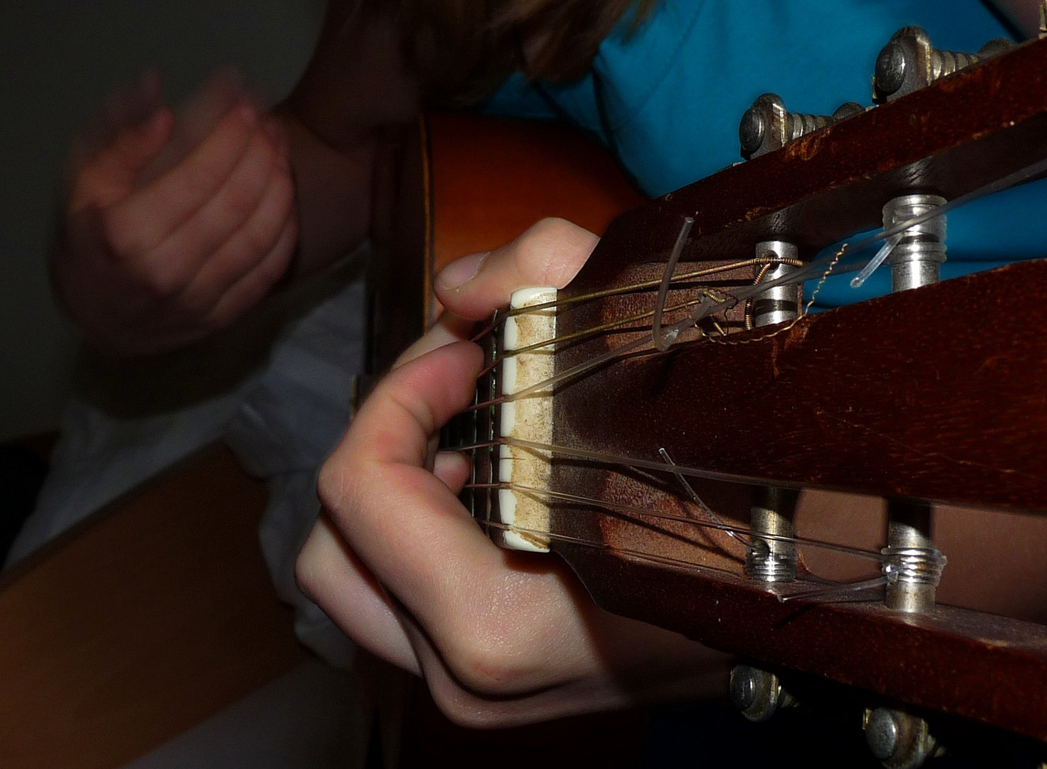 playing the guitar.