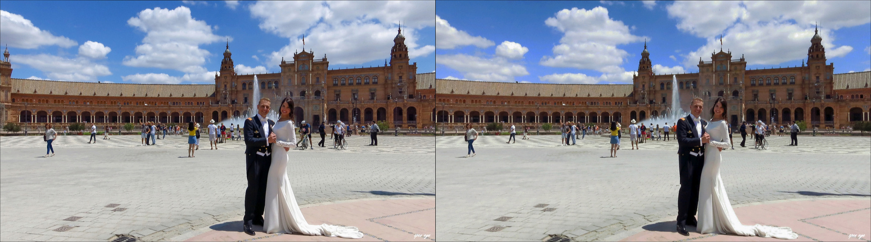 Plaza de España Sevilla Spanien - 3D Kreuzblick