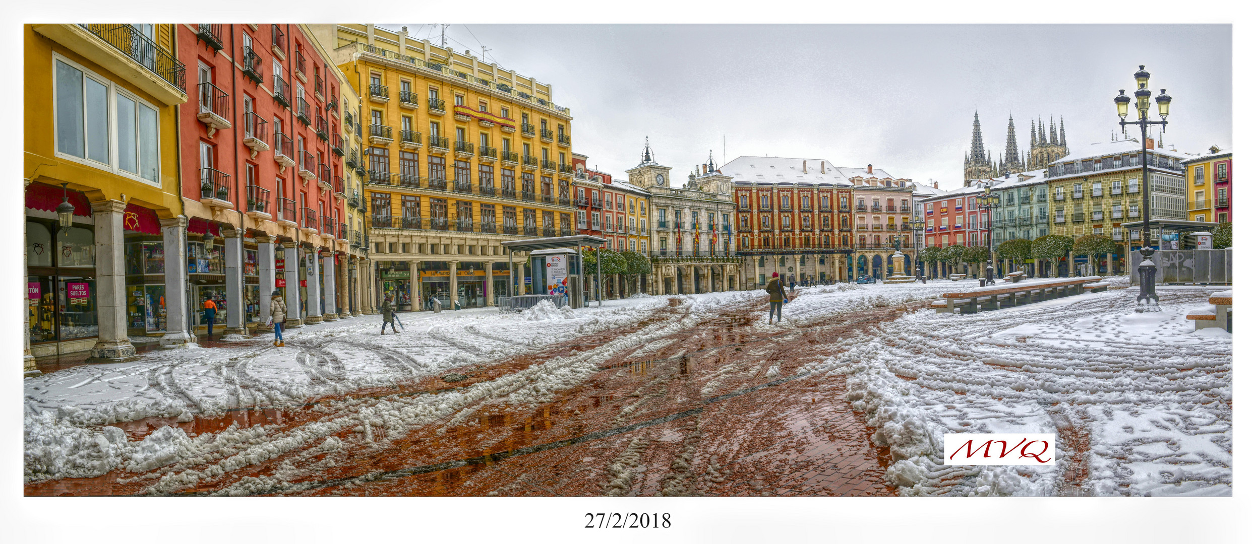 Plaza Mayor de Burgos tras la nevada