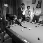 Pleasant evening, playing pool -