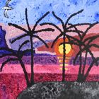 Pointillismus: Sonnenuntergang am Palmenstrand