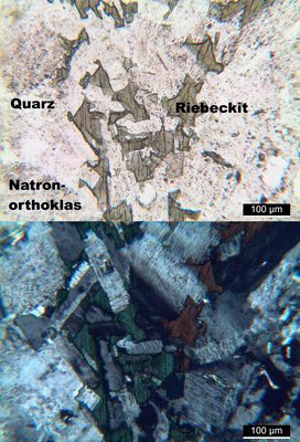 Polarisationsmikroskopie: Ailsyt (quarzarmer Paisanit) von Schottland