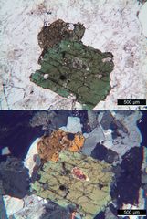 Polarisationsmikroskopie: Amphibol-Syenit aus dem Raum Dresden