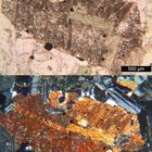 Polarisationsmikroskopie: Augitdiorit aus Ungarn