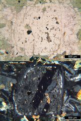 Polarisationsmikroskopie: Augitdiorit aus Ungarn