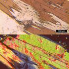 Polarisationsmikroskopie: Chloritisierter Biotit in Granit