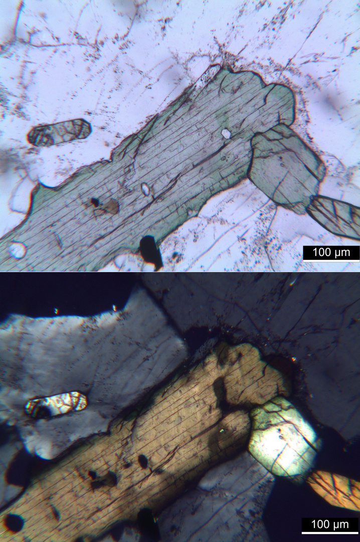 Polarisationsmikroskopie: Elaeolithsyenit aus Süd-Portugal