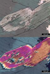 Polarisationsmikroskopie: Elaeolithsyenit von der Kola-Halbinsel